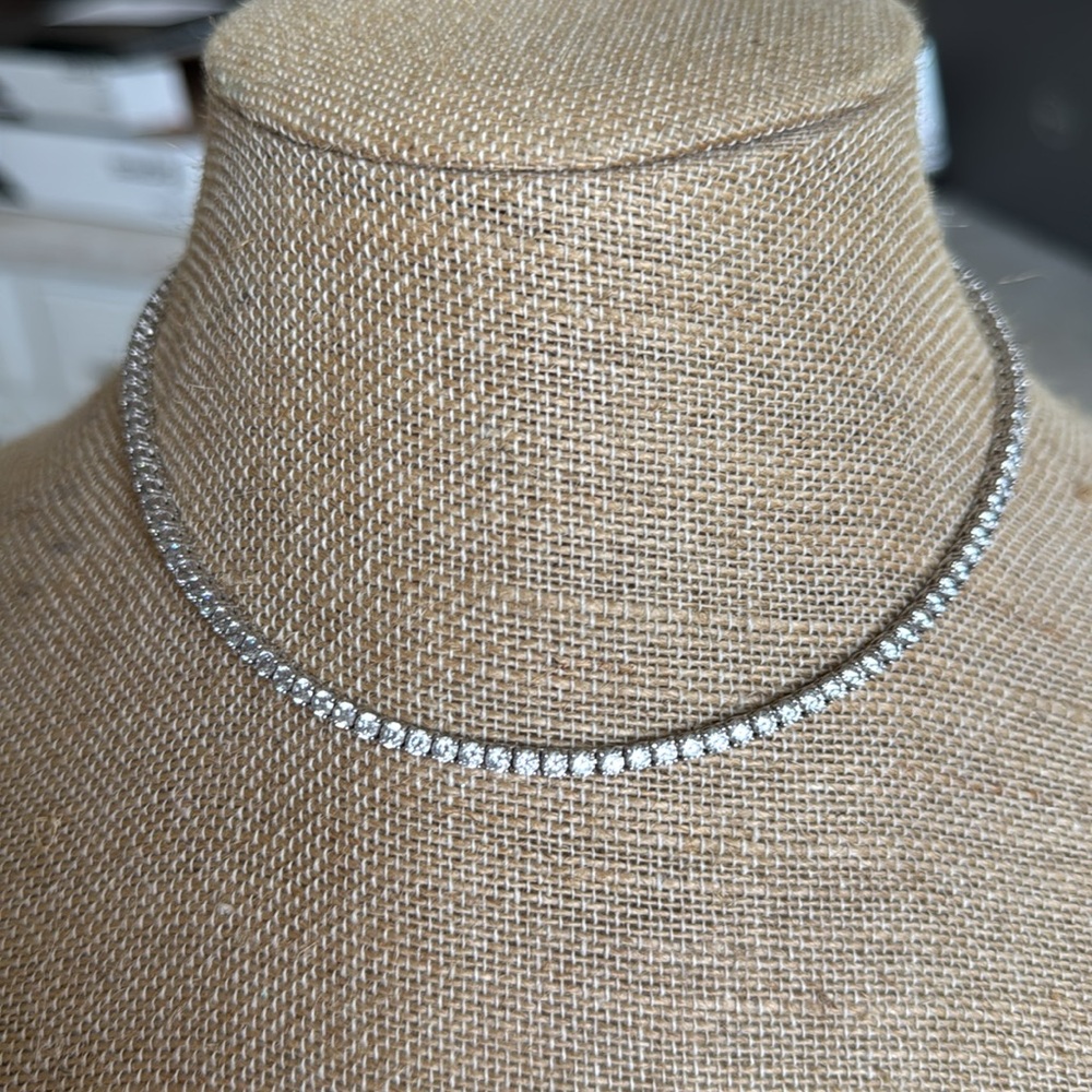 SHYMI Cubic Zirconia Sterling Silver Tennis Necklace
